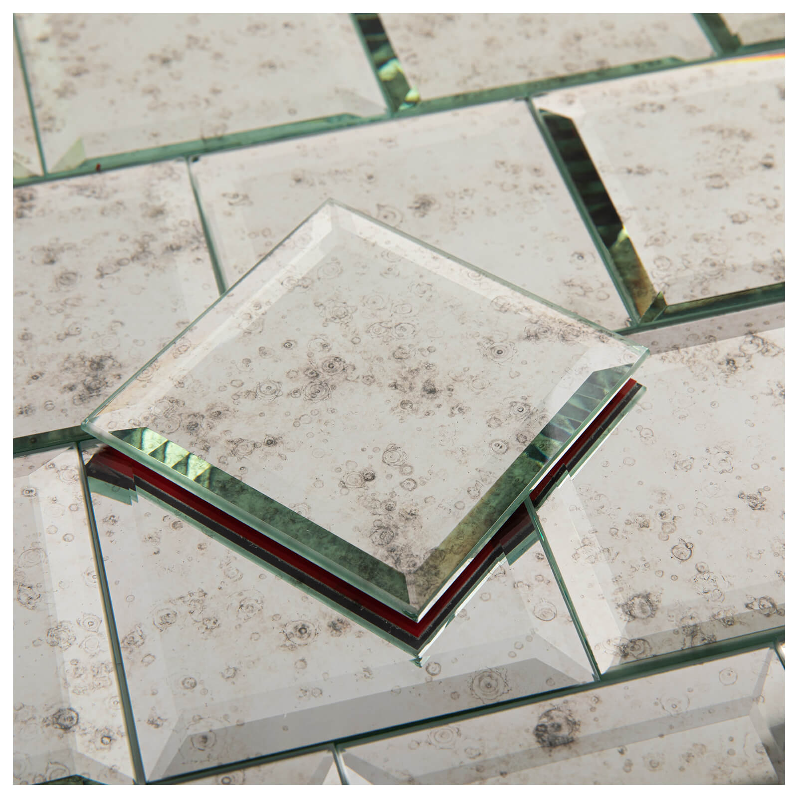 Peel and Stick 3 Inch Light Antique Mirror Backsplash, Square Tile for Kitchen Bathroom (32 Sheets, 2 SQ.FT.)